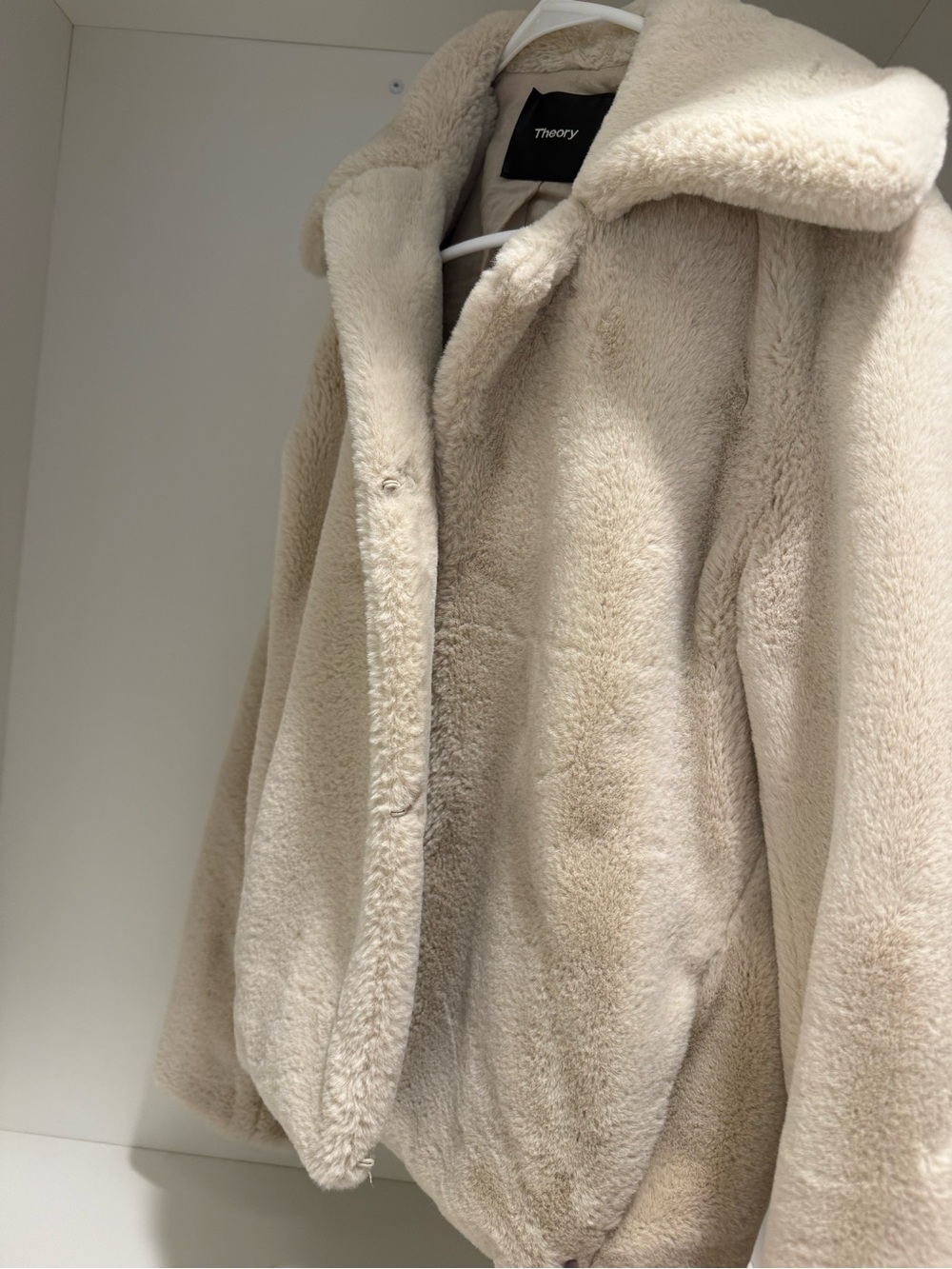 Theory Plush Faux-Shearling Jacket in Cream